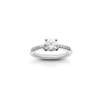 Solitaire diamants synthétiques empierrés 1,26ct GVS, Or blanc 750/1000
