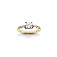 Solitaire diamants synthétiques empierrés 1,26ct GVS, Or jaune 750/1000