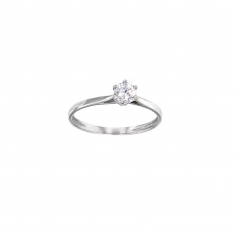 Solitaire Or blanc 375/1000 avec oxyde de zirconium ø4.5mm