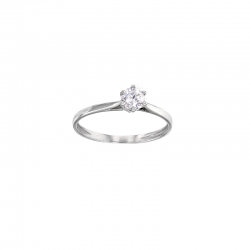 Solitaire Or blanc 375/1000 avec oxyde de zirconium ø4.5mm