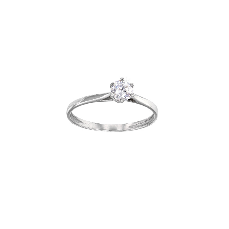 Solitaire Or blanc 375/1000 avec oxyde de zirconium ø4.5mm
