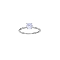 Solitaire serti 4 griffes oxyde 4mm, argent 925/1000 rhodié