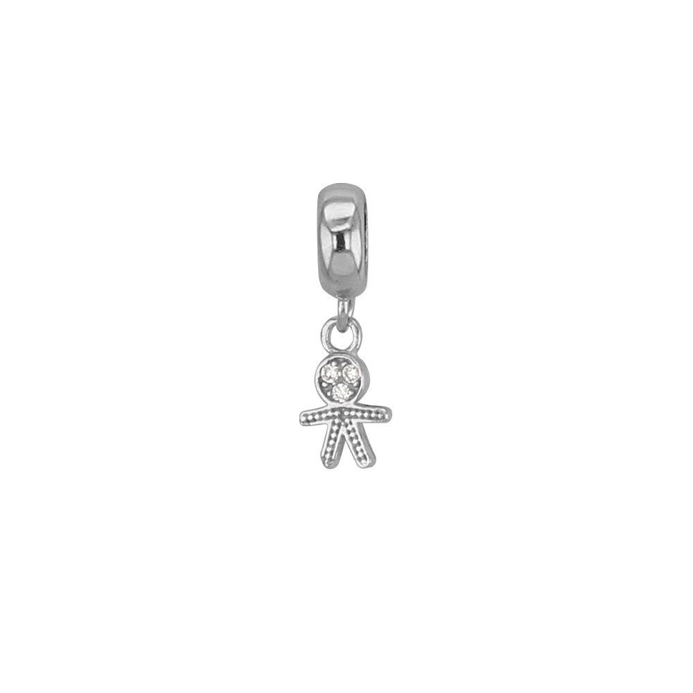 Stopper en argent 925/1000 rhodié orné de cristaux de Swarovski® - pampille Garçon